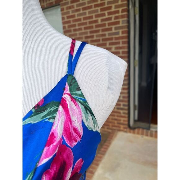 Near Moon Women's Maxi Dress Size 0 Blue Floral 100% Polyester Sleeveless V-Neck - Picture 16 of 16